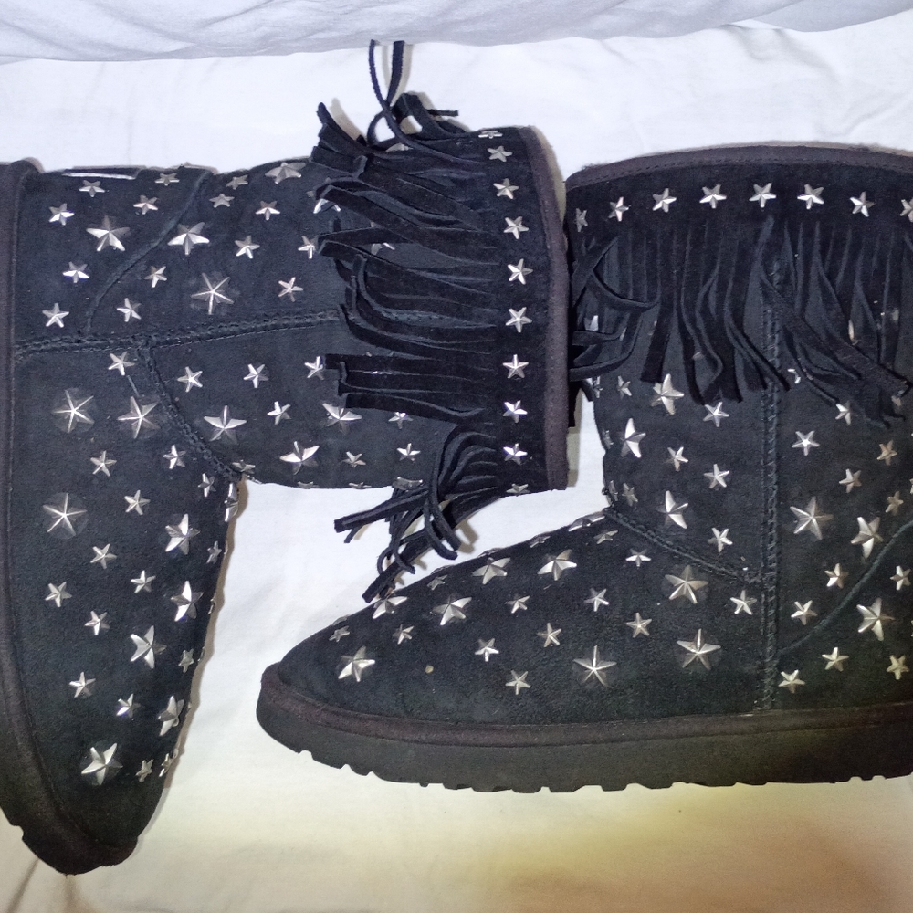 UGG Black Star Fringe Winter Boots